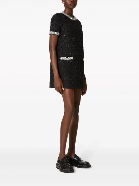 Valentino Garavani embroidered tweed minidress - Black