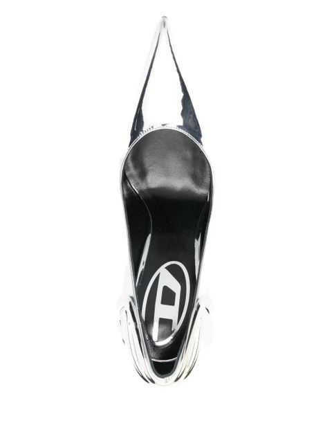 Diesel 105mm pointed toe logo pumps - Silver - zdjęcie produktu nr 2