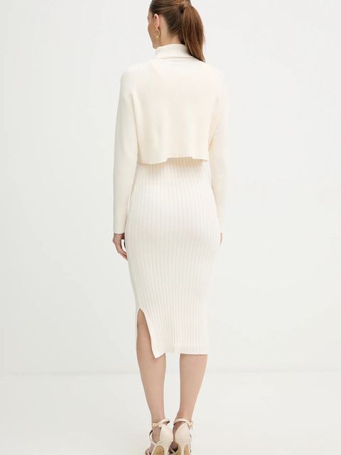 Morgan sukienka i sweter kolor beżowy midi dopasowana RMORIA