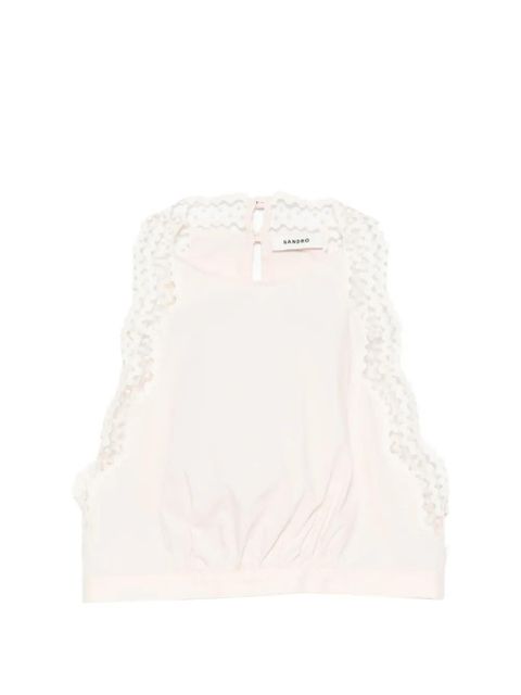 SANDRO Bruna lace-trim cropped top - Pink - zdjęcie produktu nr 1