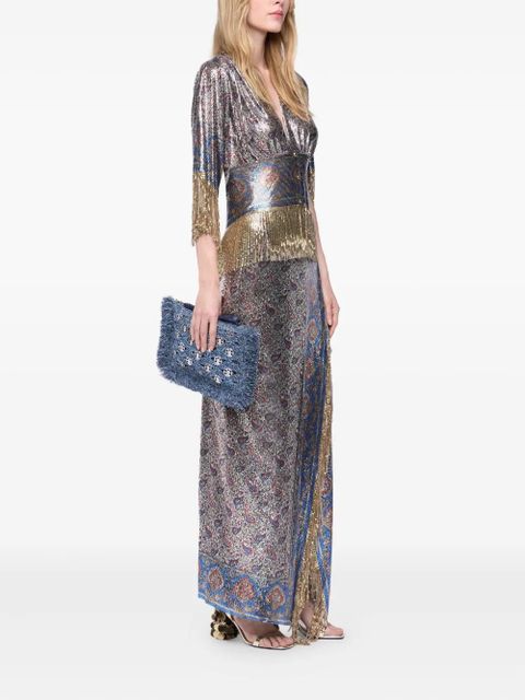 Rabanne denim raffia pouch - Blue - zdjęcie produktu nr 2