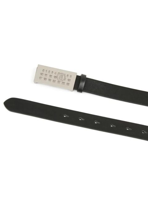 MM6 Maison Margiela Numeric Signature leather belt - Black - zdjęcie produktu nr 2