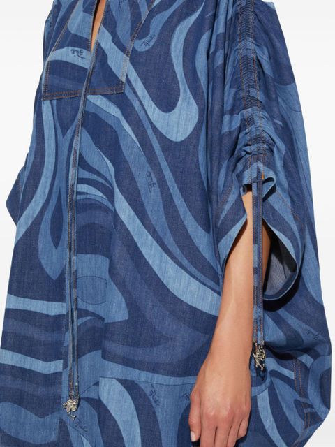 PUCCI Marmo-print denim kaftan dress - Blue - zdjęcie produktu nr 2