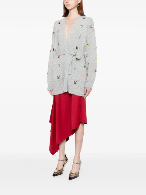 LOEWE animal-embroidered cardigan - Grey