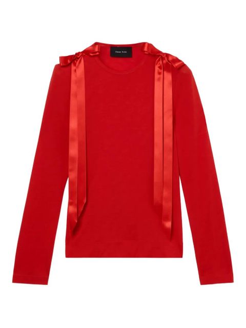 Simone Rocha ribbon-bow long-sleeve T-shirt - Red - zdjęcie produktu nr 1