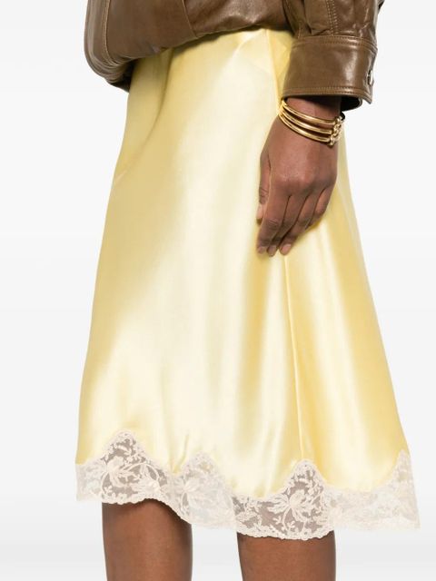 Saint Laurent lace-trim midi skirt - Yellow