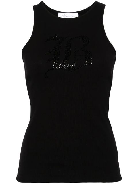 Blumarine rhinestoned ribbed-knit tank top - Black - zdjęcie produktu nr 1