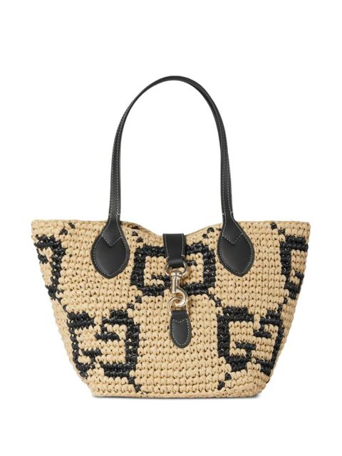 Gucci small raffia GG pattern tote bag - Neutrals - zdjęcie produktu nr 1