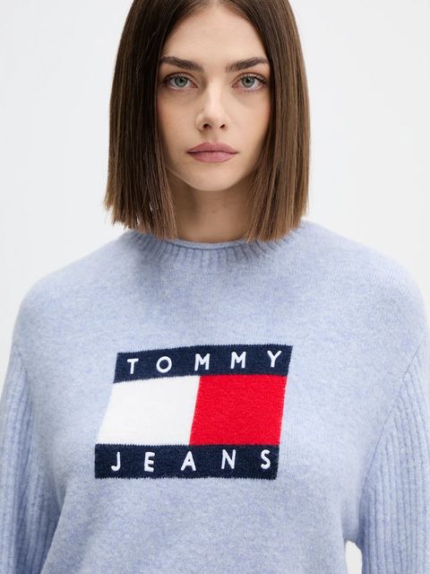 Tommy Jeans sweter z dodatkiem wełny damski kolor różowy lekki DW0DW21782