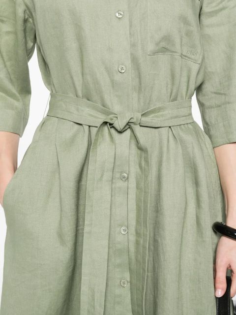 Max Mara button belt linen midi dress - Green