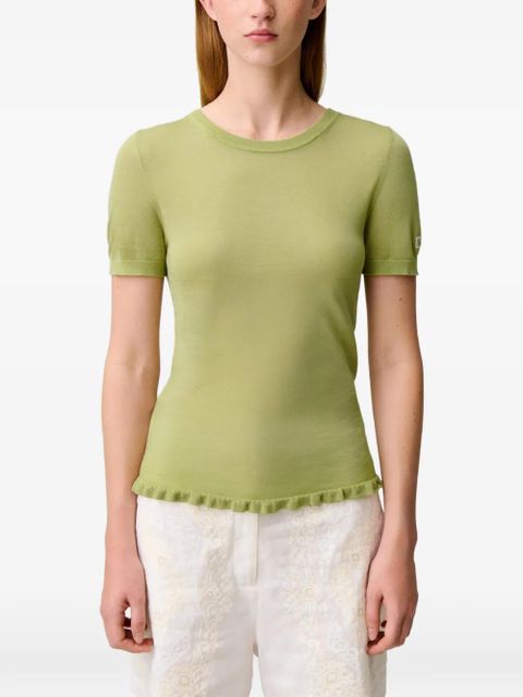 Claudie Pierlot ruffled-hem short-sleeve T-shirt - Green