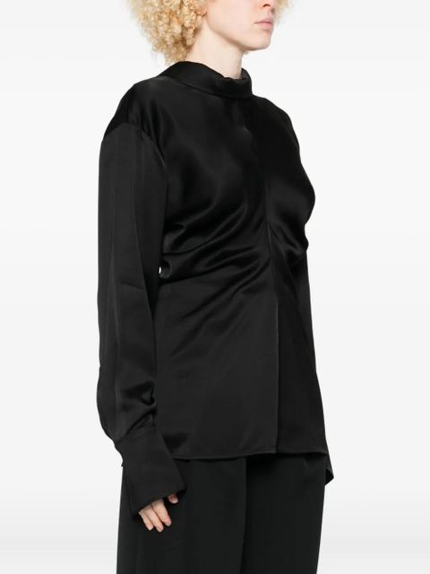 TOTEME Slouch zip-front draped blouse - Black