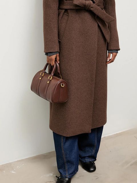 Answear Lab płaszcz wełniany kolor brązowy przejściowy dwurzędowy