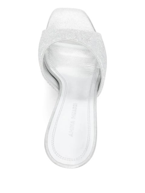 Amina Muaddi 95mm leather heeled sandals - Silver