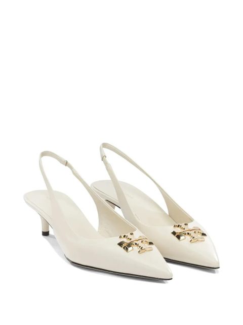 Tory Burch appliqued leather heeled pumps - Neutrals - zdjęcie produktu nr 2