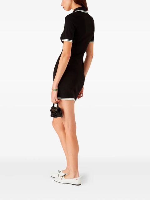 Casablanca polo-neck ribbed dress - Black