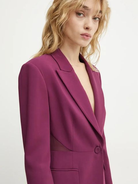 Pinko marynarka kolor fioletowy jednorzędowa gładka 104072 A243