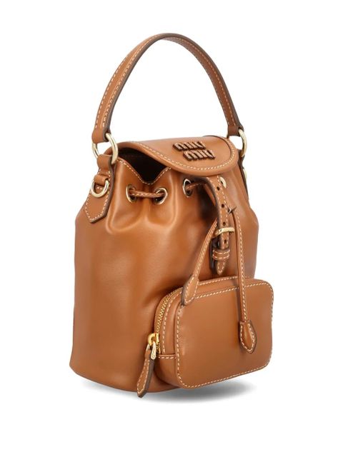 Miu Miu logo top-handle backpack - Brown - zdjęcie produktu nr 2