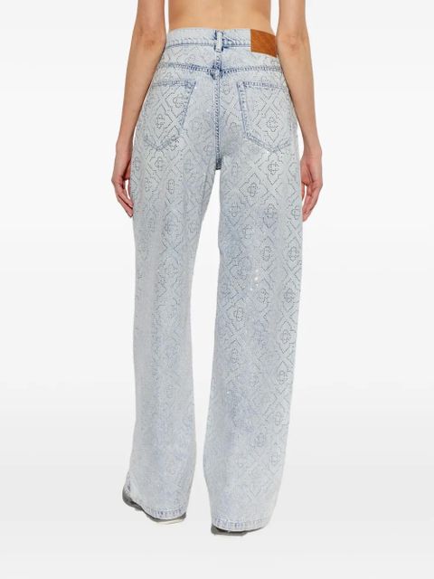 Casablanca crystal-embellished monogram jeans - Blue