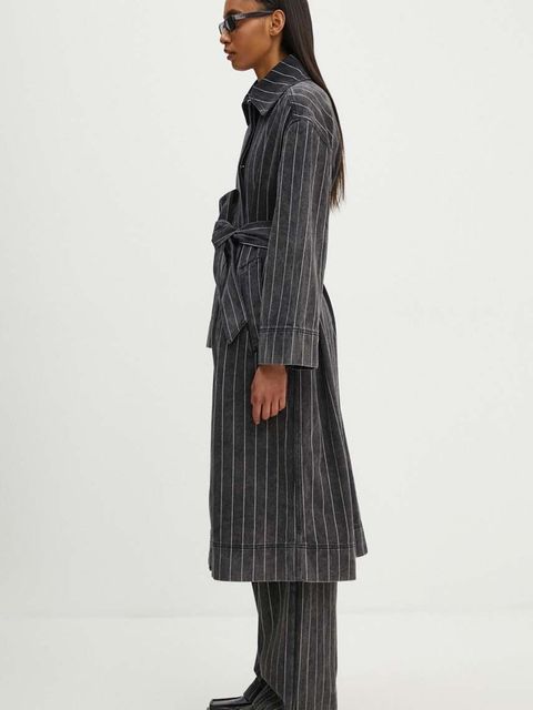 Day Birger et Mikkelsen płaszcz jeansowy Hobbes - Denim Stripes damski kolor czarny przejściowy oversize DAY65243251