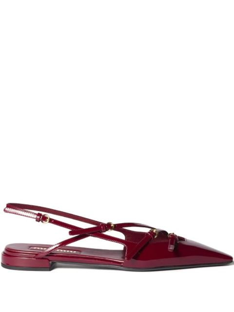 Miu Miu patent-leather slingback flat pumps - Red - zdjęcie produktu nr 1