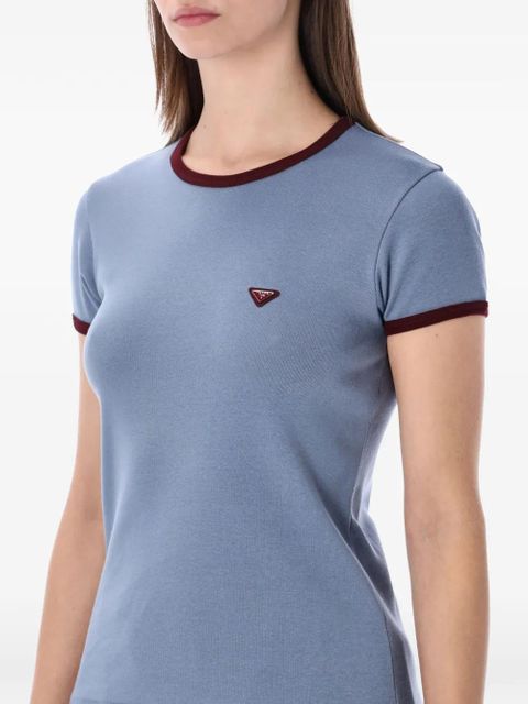 Prada logo-patch T-shirt - Blue