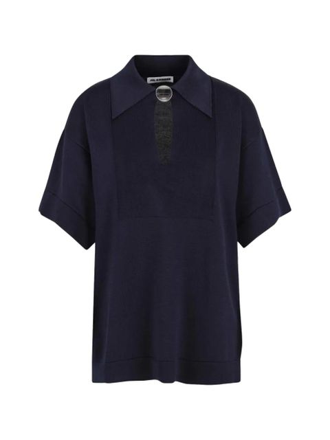 Jil Sander V-neck buttoned polo shirt - Blue - zdjęcie produktu nr 1