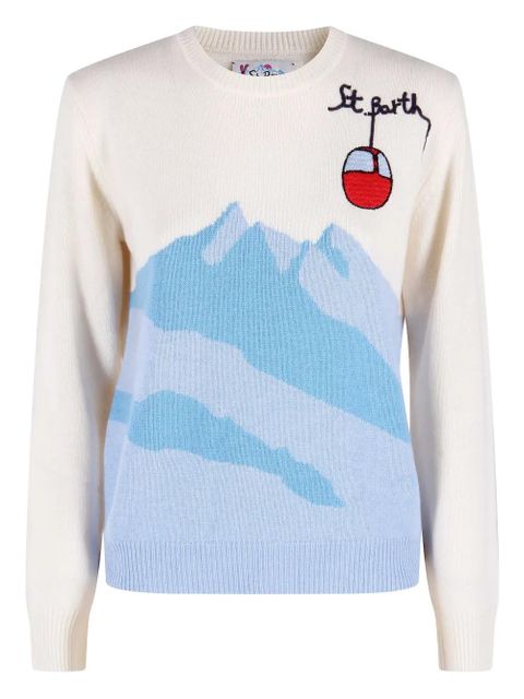 MC2 Saint Barth mountain-embroidered crew-neck sweater - Neutrals - zdjęcie produktu nr 1