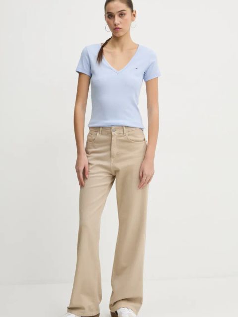 Tommy Jeans t-shirt damski kolor niebieski DW0DW17385