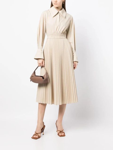 Simkhai oversized-collar pleated shirt dress - Grey