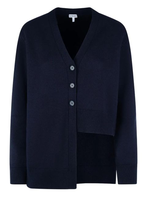 LOEWE button-fastening asymmetric cardigan - Blue - zdjęcie produktu nr 1
