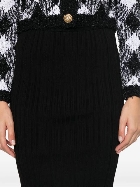 Balmain plissé-effect midi skirt - Black