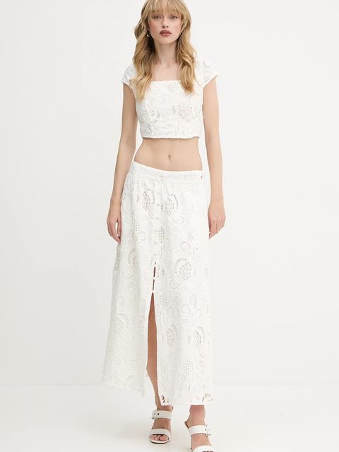 Guess spódnica bawełniana DOMITILLE kolor biały midi prosta W5GD63 WH521 - zdjęcie produktu nr 2