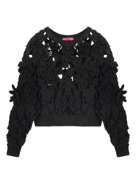 Valentino Garavani floral-appliqué sweater - Black - zdjęcie produktu nr 1