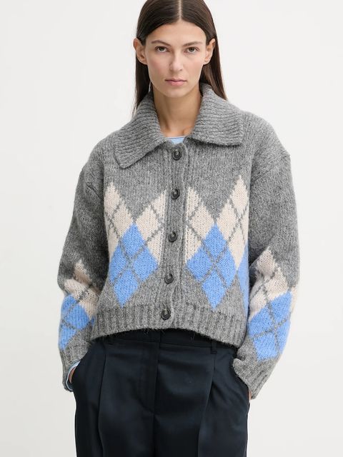 Marc O'Polo kardigan z dodatkiem wełny damski kolor szary ciepły 5000007512 - zdjęcie produktu nr 1