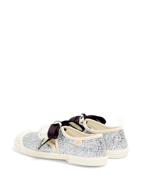 Valentino Garavani Bay by Bay ballerina sneakers in glitter fabric - Silver