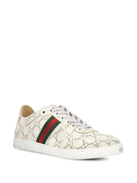 Gucci GG Web Stripe leather sneakers - Neutrals - zdjęcie produktu nr 2