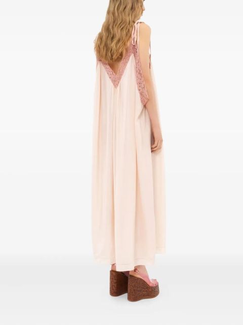 Chloé silk habotai lace-trim maxi dress - Pink