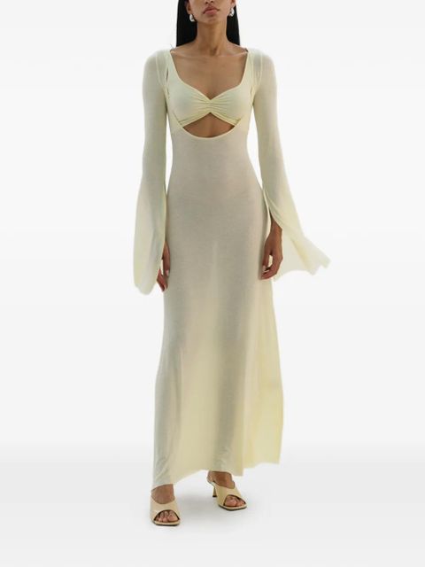 MANURÍ Nina flared-detail maxi dress - Neutrals