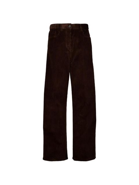Miu Miu wide-leg corduroy-texture trousers - Brown - zdjęcie produktu nr 1