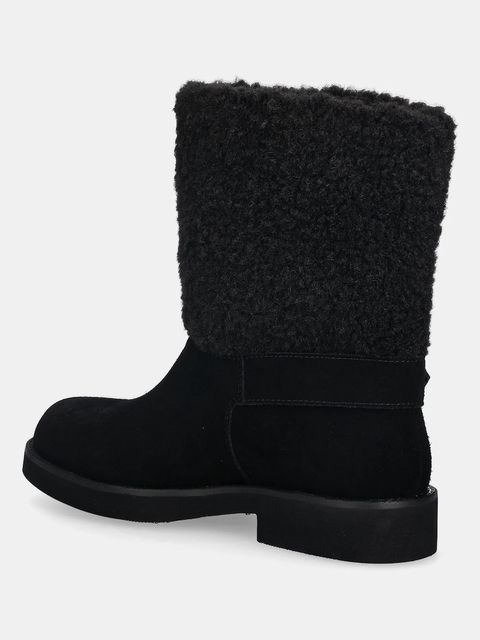 BOSS botki Eleri damskie kolor czarny na płaskim obcasie 50552748