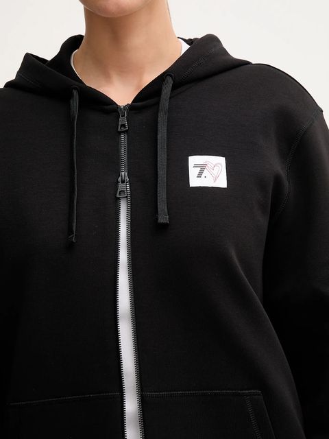 EA7 Emporio Armani bluza damska kolor czarny z kapturem z aplikacją AF12116.7X000250