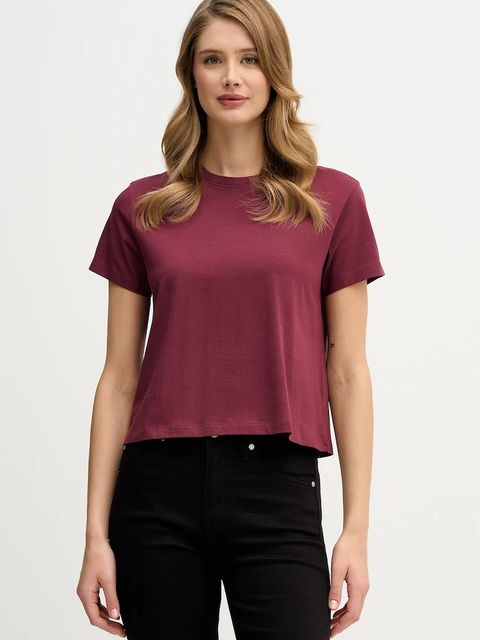 Sisley t-shirt bawełniany damski kolor bordowy 3I1XL101S - zdjęcie produktu nr 1