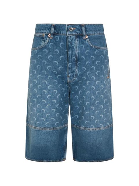 Marine Serre Moon-print panelled shorts - Blue - zdjęcie produktu nr 1