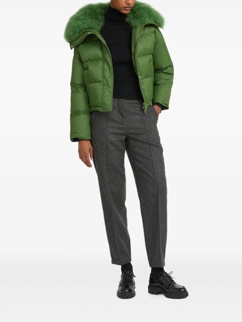 Yves Salomon lambshearlking-trimmed puffer jacket - Green