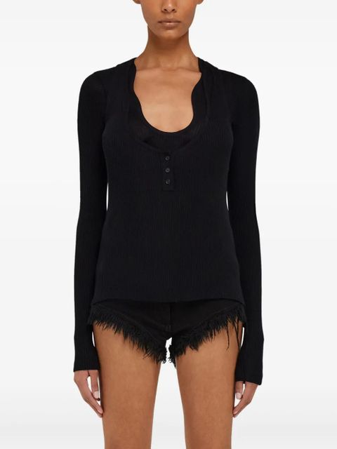 Ferragamo rippled-neckline sweater - Black - zdjęcie produktu nr 2