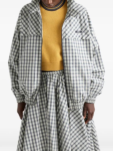 Prada checked collar blouson jacket - Neutrals