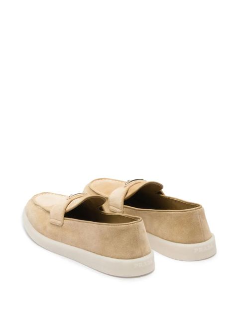 Prada triangle-logo suede loafers - Neutrals