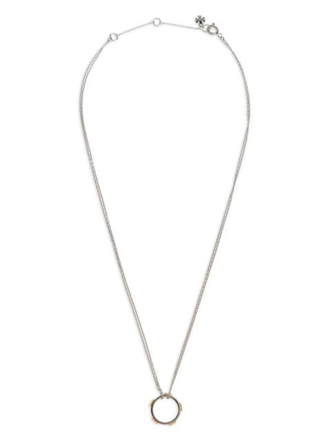 Tory Burch logo charm necklace - Silver - zdjęcie produktu nr 1