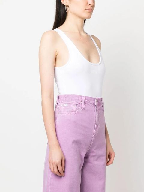 GCDS logo-print sleeveless bodysuit - White